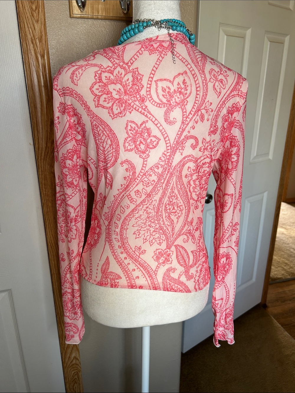 Pink Paisley Mesh Long-Sleeve Top - Picture 4 of 6